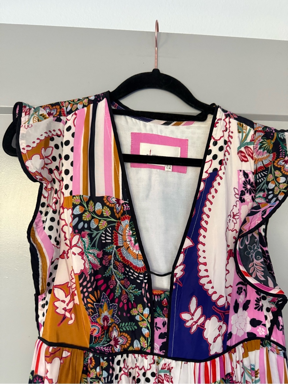 Anthropologie Ruffled Patchwork midi dress size 4 - Picture 5 of 13